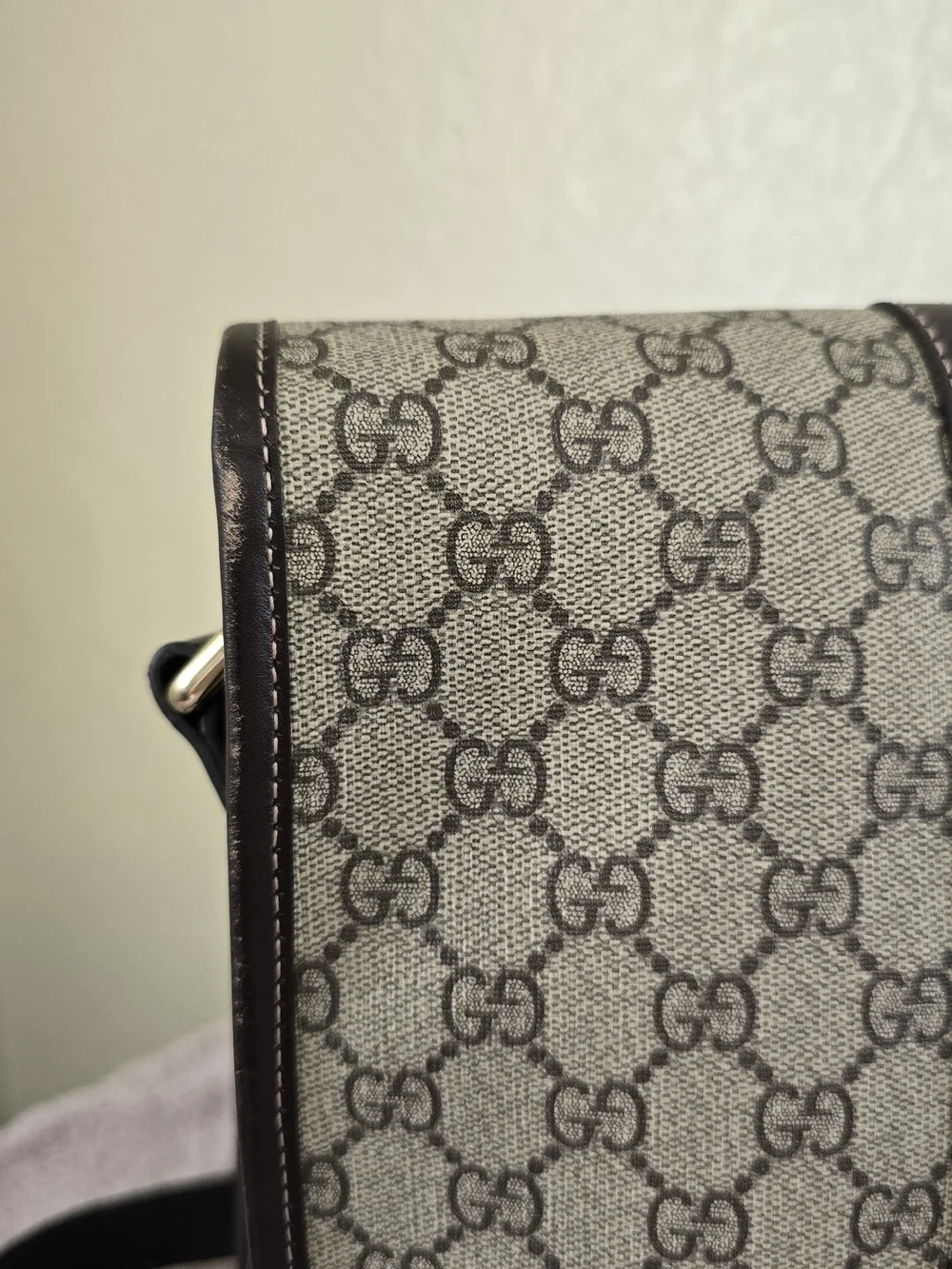 Gucci Large GG Supreme Web Flap Messenger Crossbody Bag